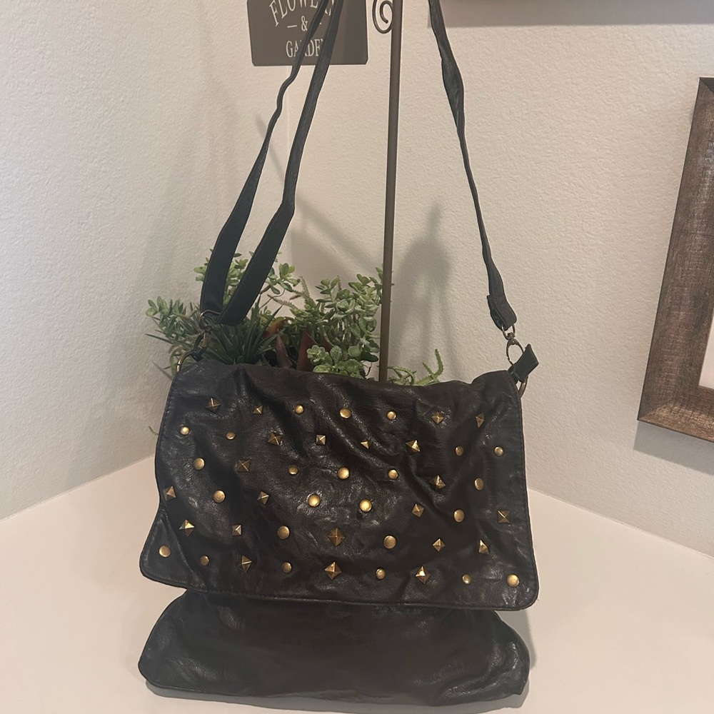 Under One Sky Studded Fold over Crossbody Handbag NWt